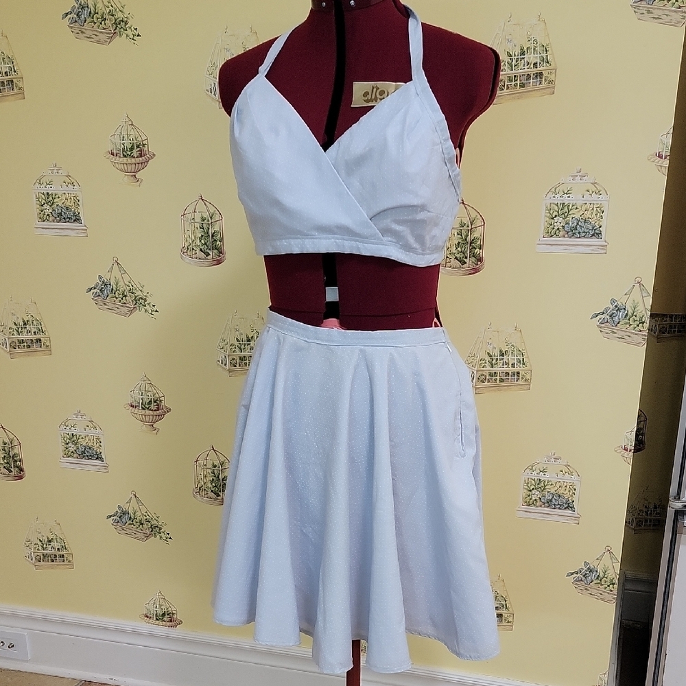 Chic Blue and White Circle Skirt